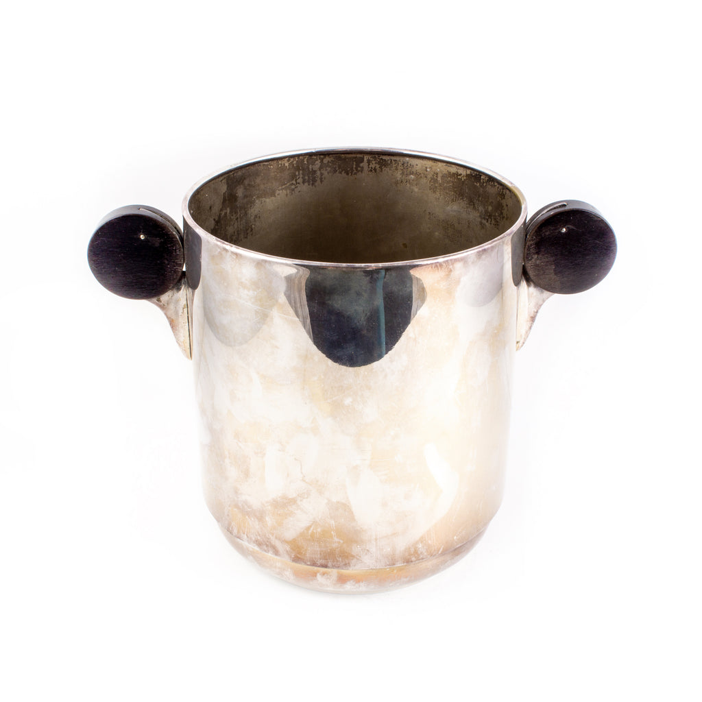 Art Deco Style Silver Plate & Wood Ice Bucket found in France