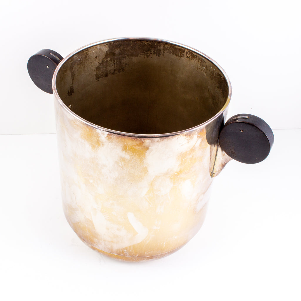 Art Deco Style Silver Plate & Wood Ice Bucket found in France