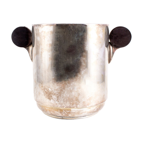 Art Deco Style Silver Plate & Wood Ice Bucket found in France