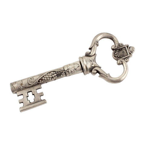 Vintage French Pewter Skeleton Key Corkscrew