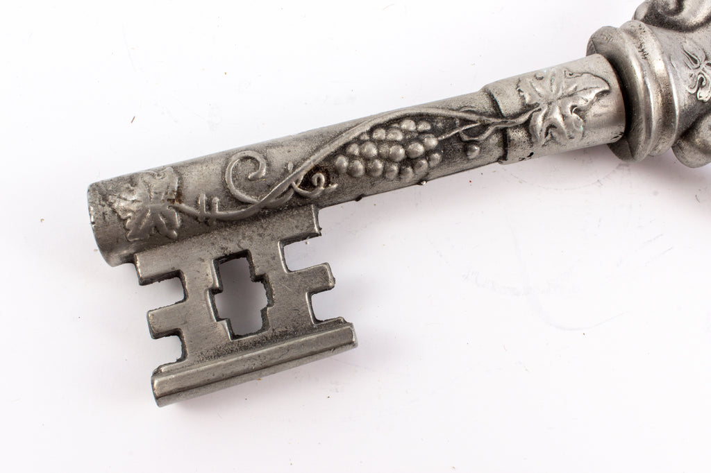 Vintage French Pewter Skeleton Key Corkscrew