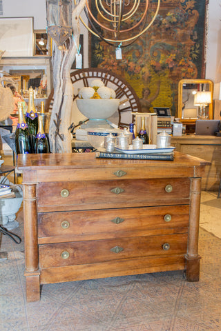 Antique French Walnut Chest with Hinged Lid and Two Drawers