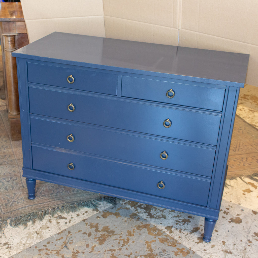 Midcentury French Hollywood Regency Dresser in Hale Navy Painted Finish