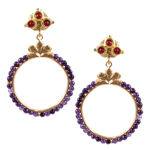 Turkish Delights Earrings: Amethyst Bead Hoops