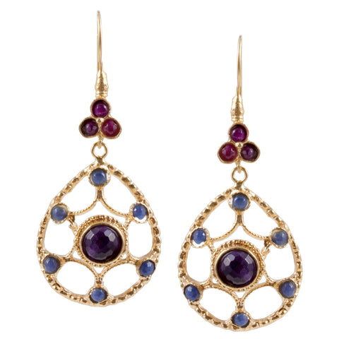 Turkish Delights Earrings: Amethyst Cabochon Drops