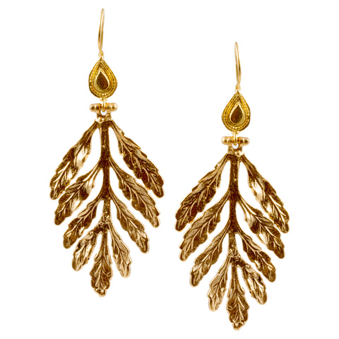 Turkish Delights Earrings: Fern Leaf Drops