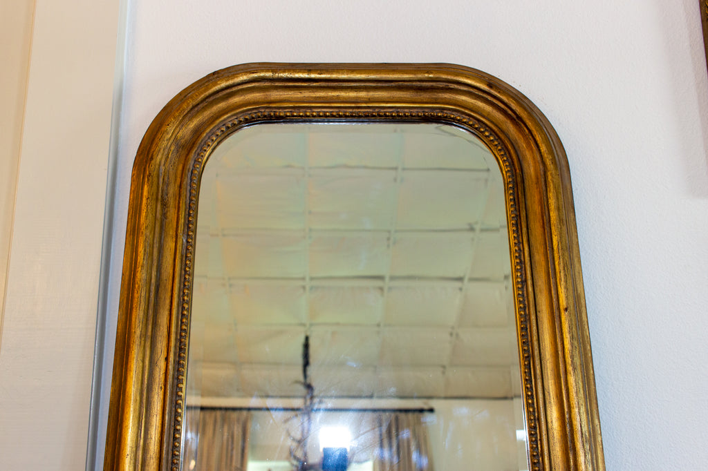 Hand-Carved Napoleon III Style Gilt Louis Philippe Beveled Glass Dressing Mirror