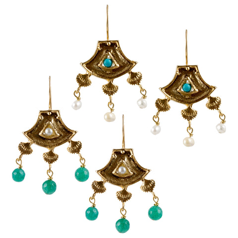 Turkish Delights Earrings: Fan Chandelier Drops (Two Colors)
