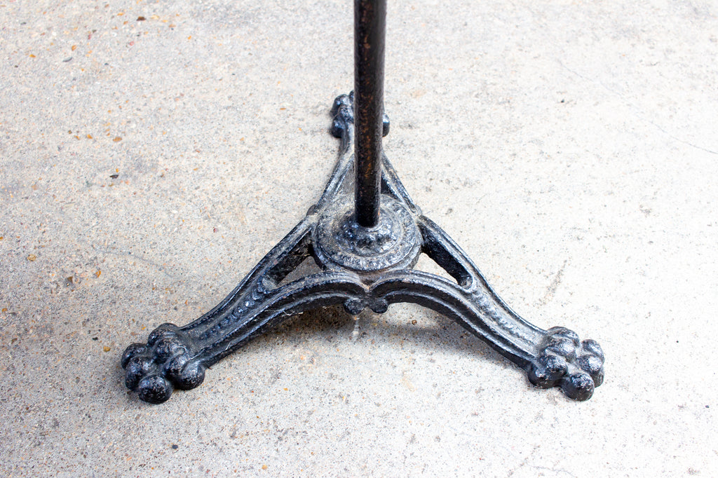 Antique French Iron Bistro Table with Distressed Leather Top