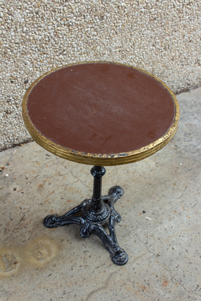 Antique French Iron and Wood Bistro Table