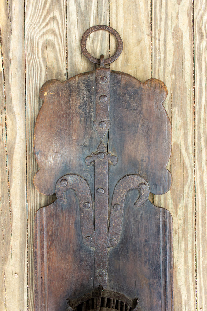 18th C Belgian Wood & Iron Flax Comb