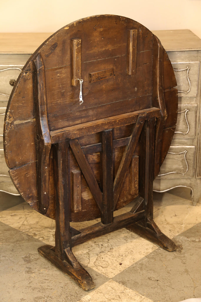 Antique French Wood Tilt-Top Vineyard Harvest Table