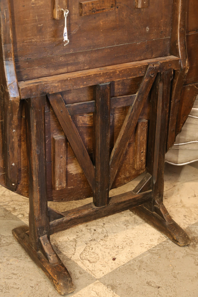 Antique French Wood Tilt-Top Vineyard Harvest Table
