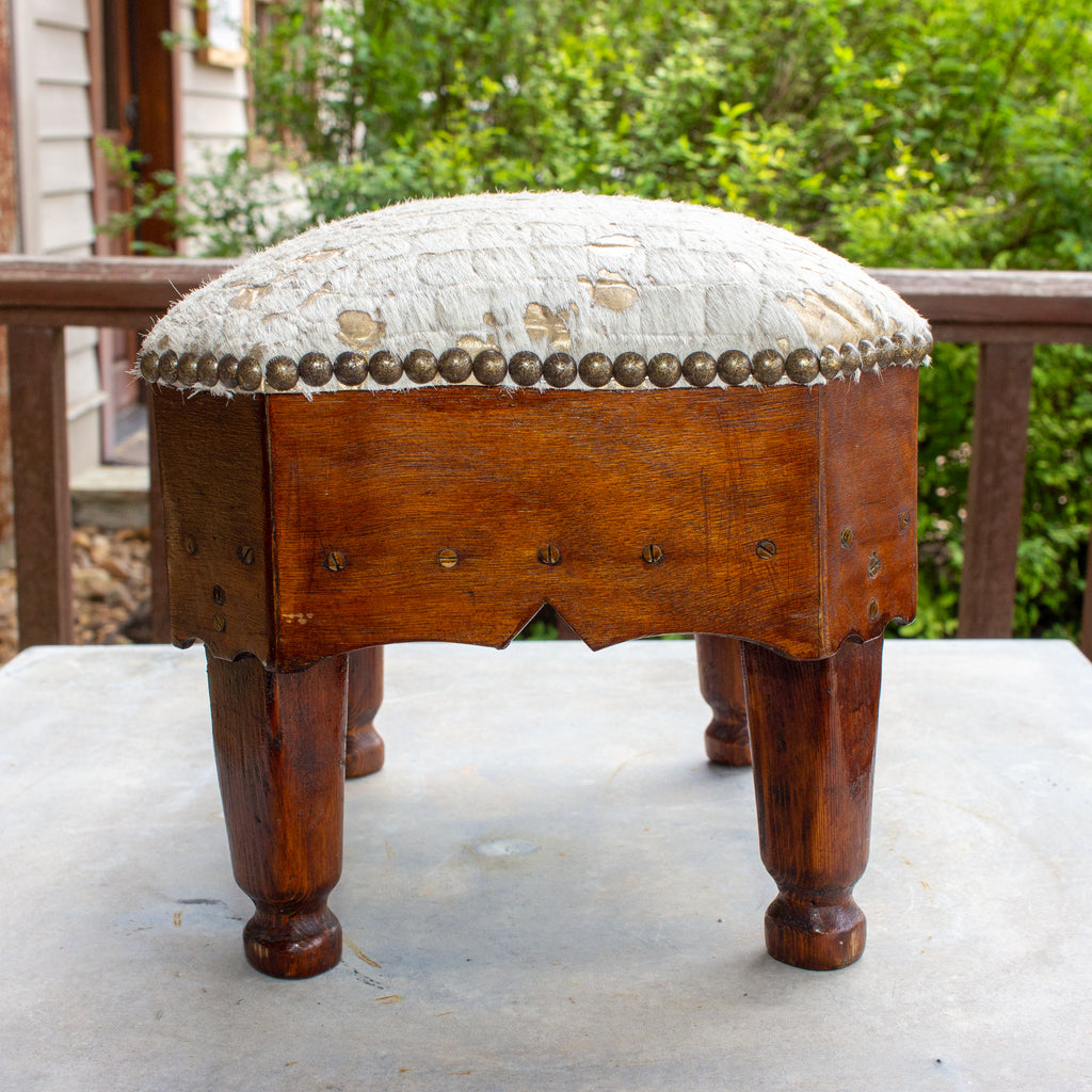 Antique Foot Stool Made Of Solid Wood With Floral Carvings