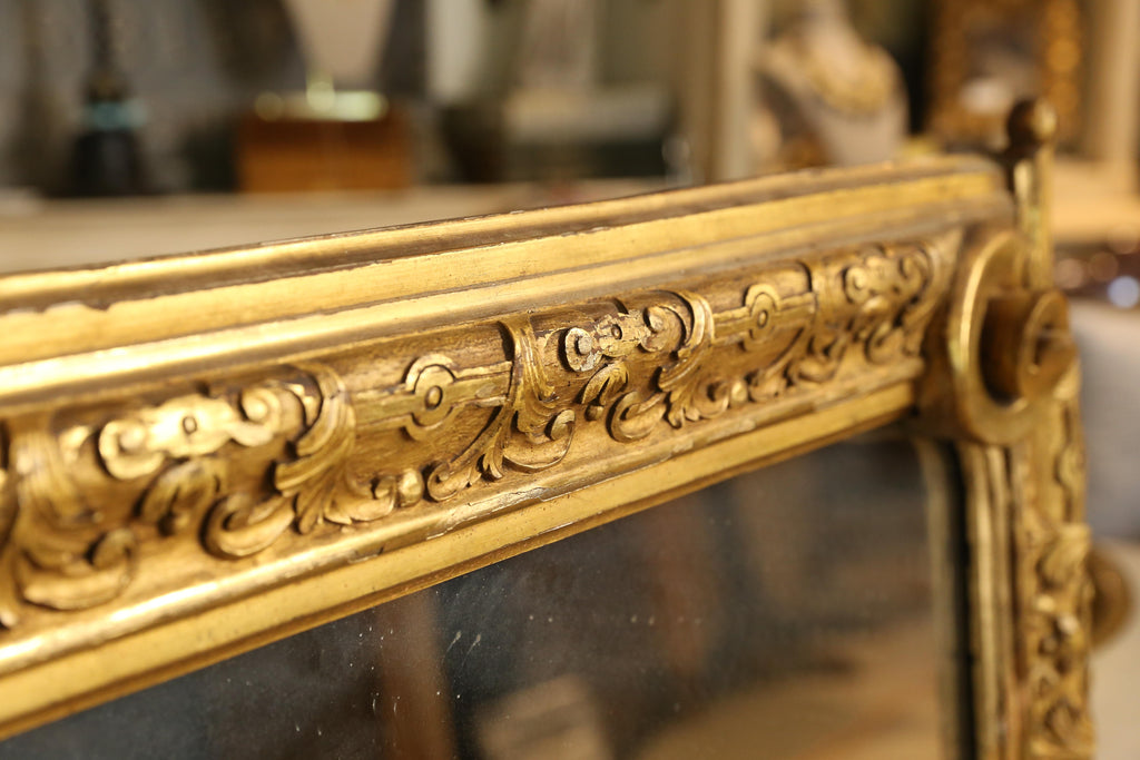 Antique Gilt Carved Wall Mirror with Scroll Details, circa 1870