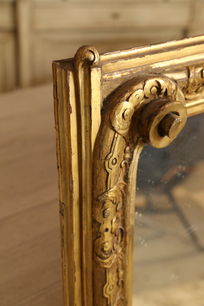Antique Gilt Carved Wall Mirror with Scroll Details, circa 1870