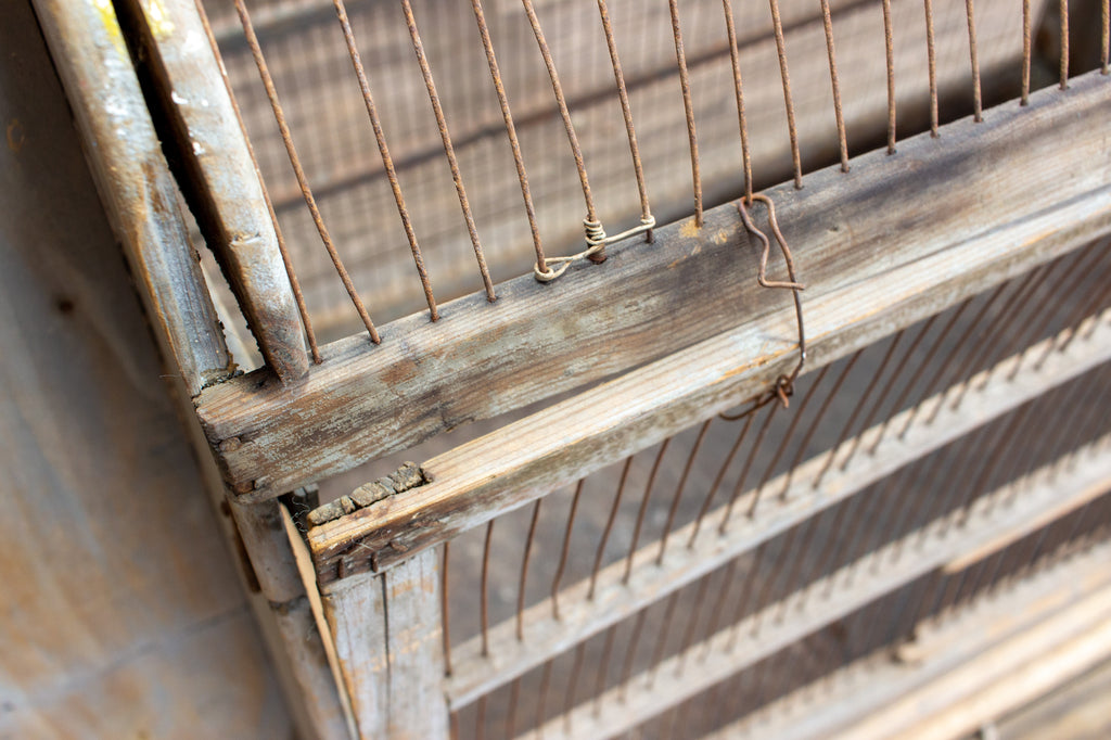 Antique Primitive Spanish Wood & Iron Bird Cage
