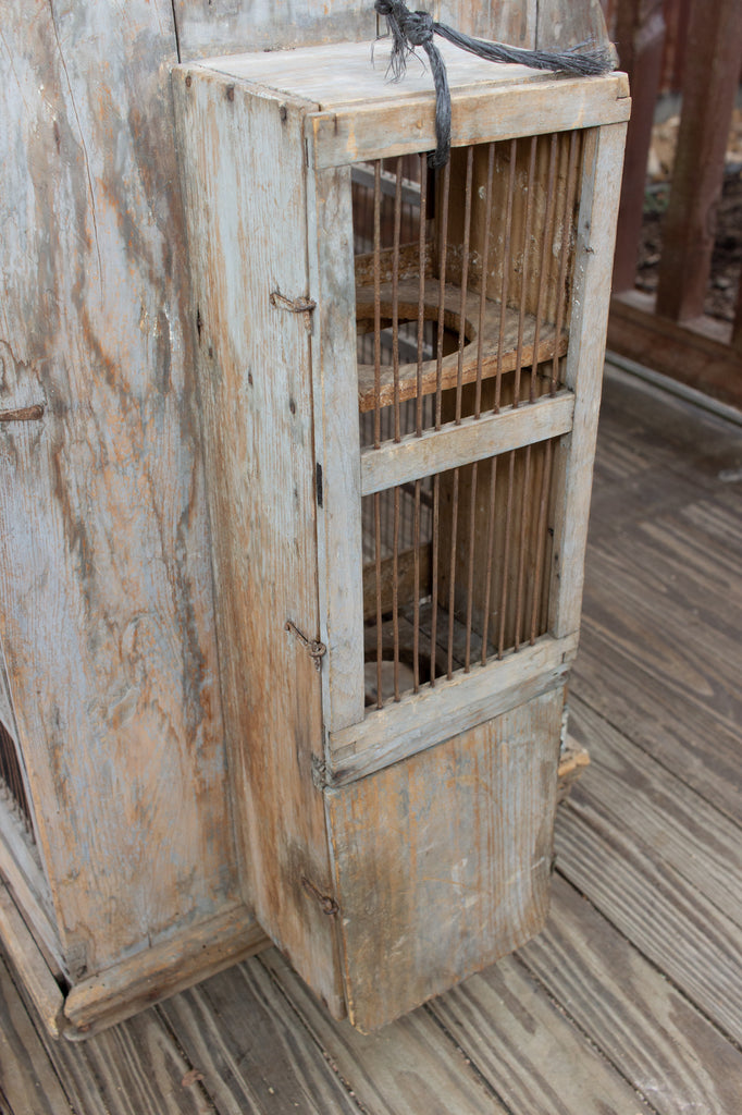 Antique Primitive Spanish Wood & Iron Bird Cage