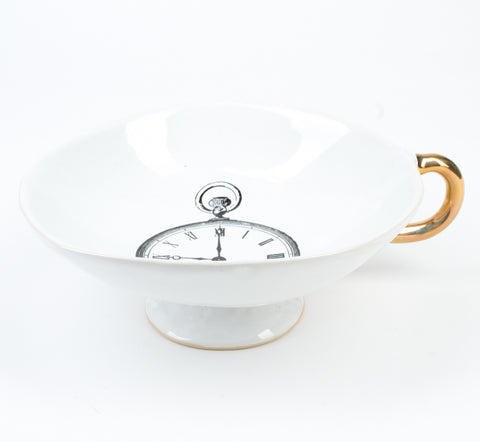 Kuhn Keramik Stopwatch Footed Teacup Dish