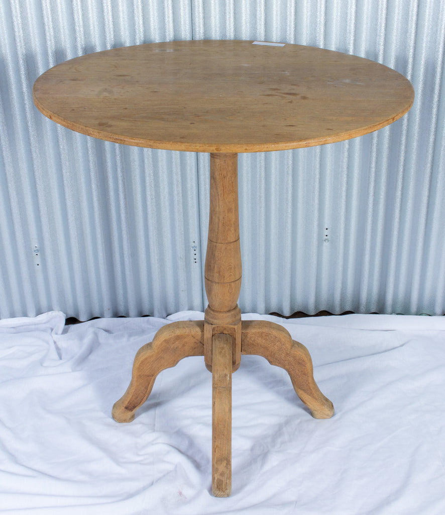 Antique French Bleached Oak Round Side Table