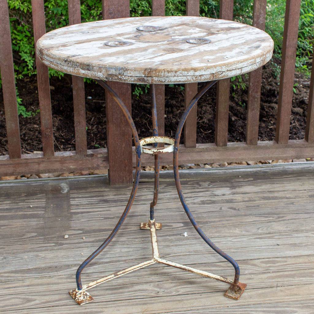 Antique Wood & Metal Bistro Table Found in Spain