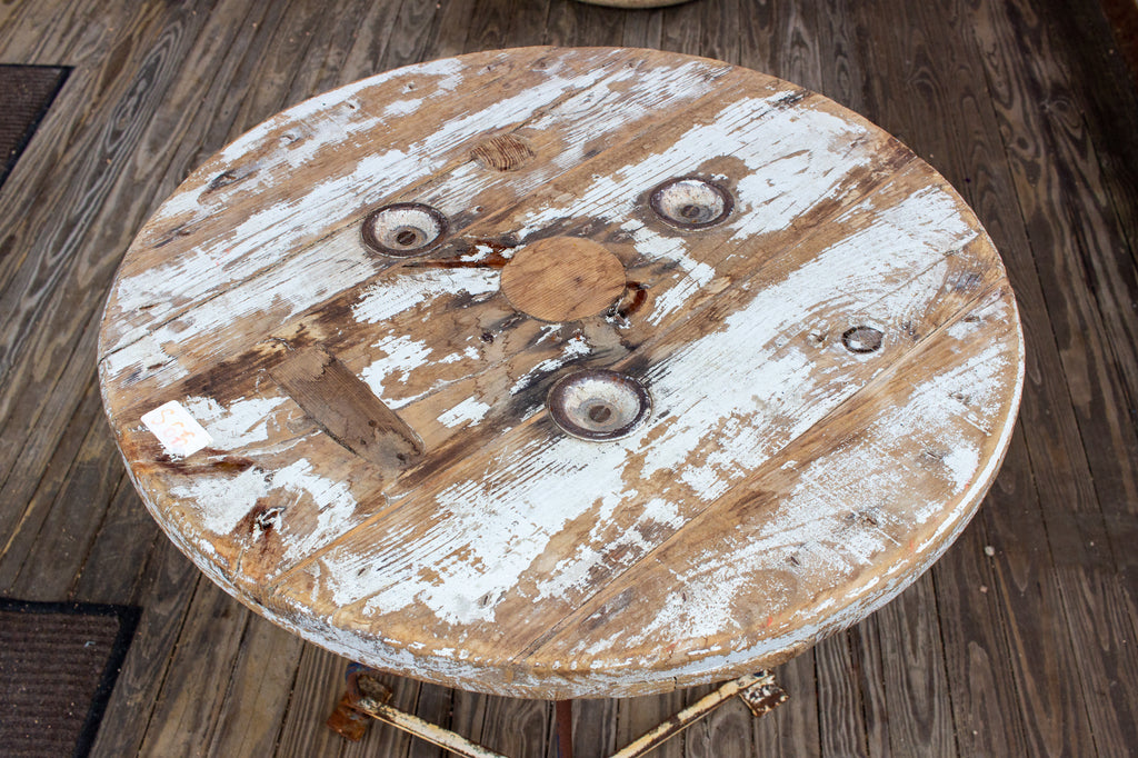 Antique Wood & Metal Bistro Table Found in Spain