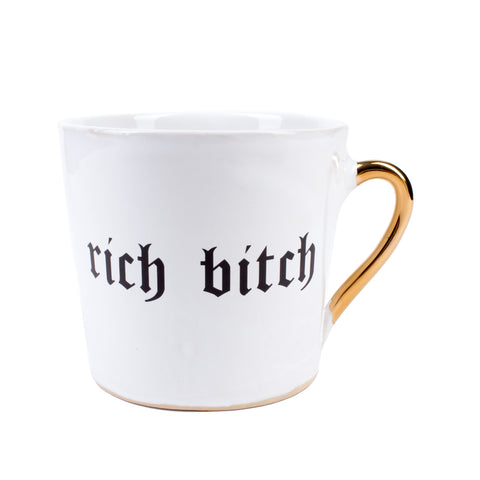 Kuhn Keramik "Rich Bitch" Mug with Gold Handle