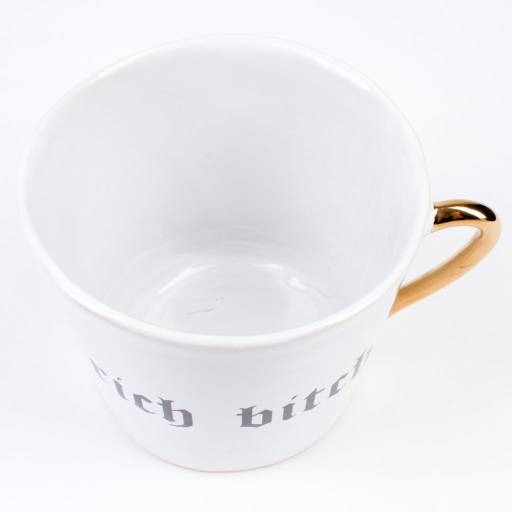 Kuhn Keramik "Rich Bitch" Mug with Gold Handle