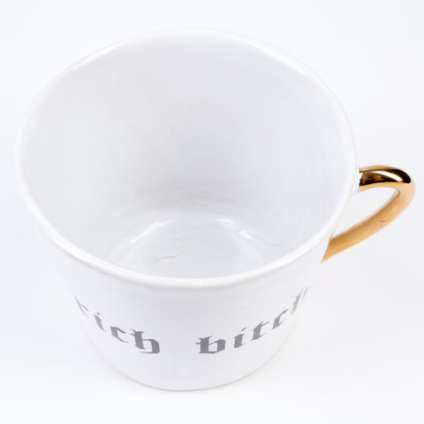 Kuhn Keramik "Rich Bitch" Mug with Gold Handle