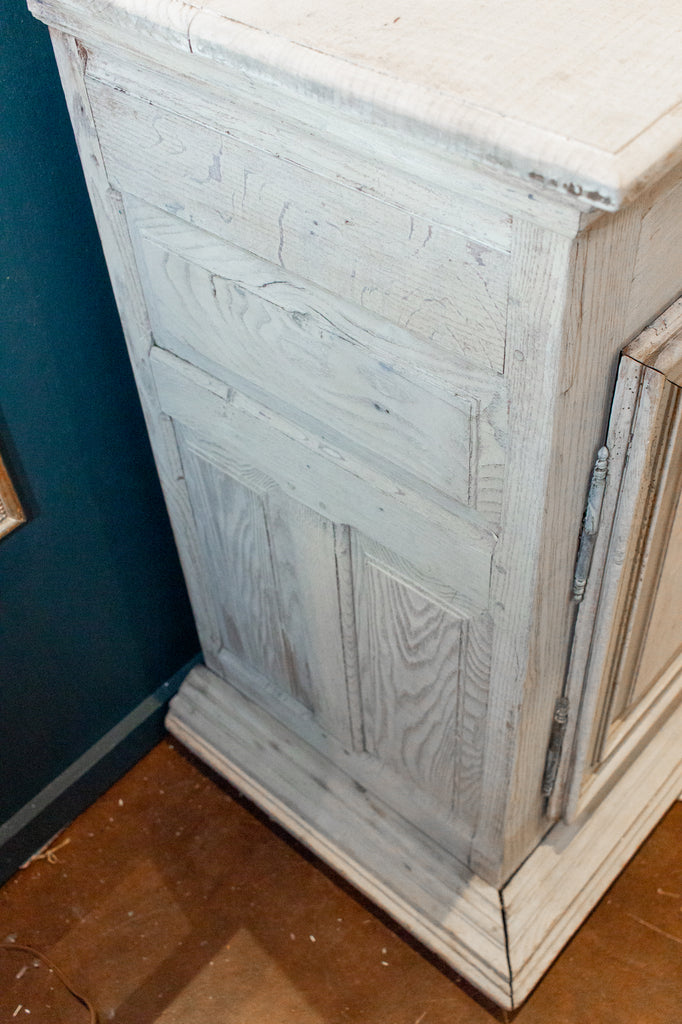 Large Antique French Oak Buffet in Greige Wash Finish