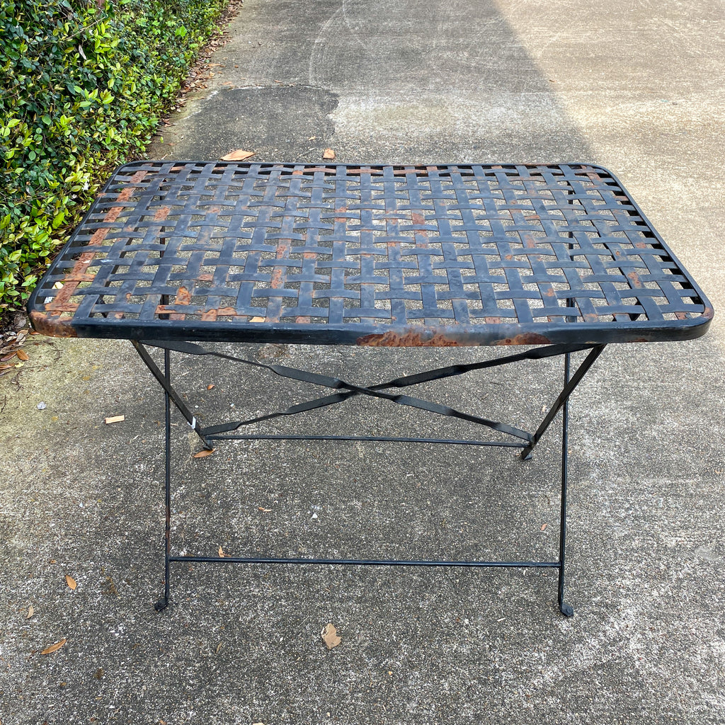 Rustic 1940s French Wrought Iron Folding Garden Table