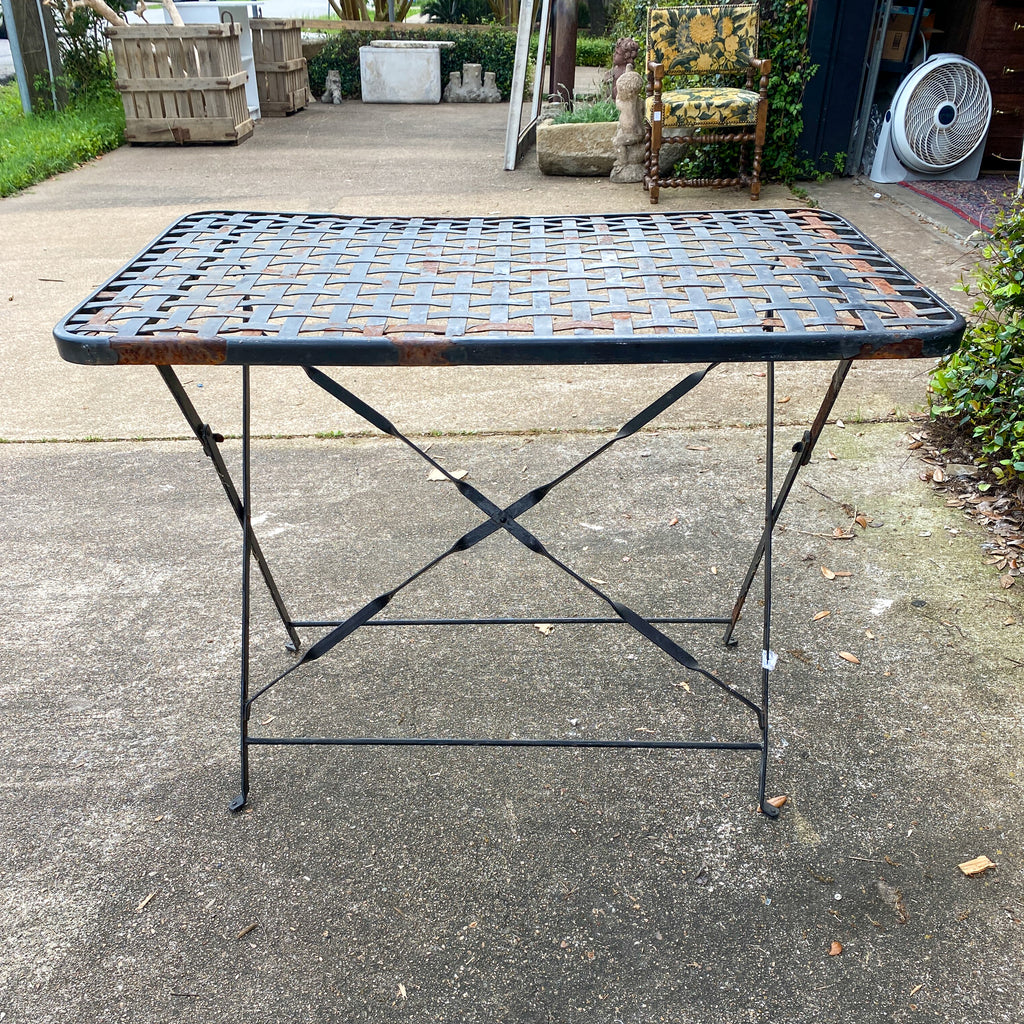 Rustic 1940s French Wrought Iron Folding Garden Table