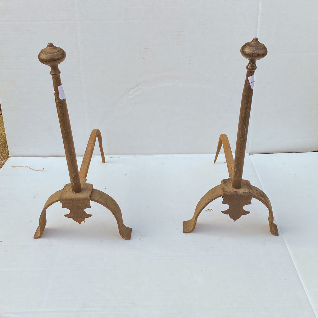 Pair of Antique French Gothic Andirons