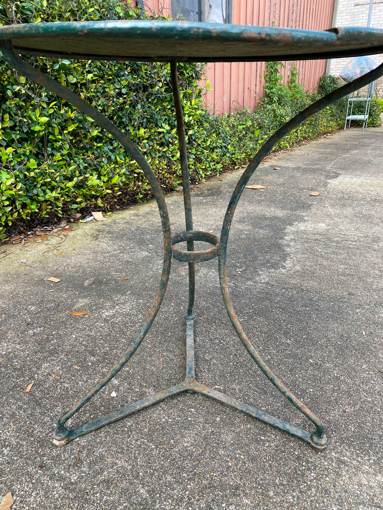 Rustic French Painted Metal Bistro Table in Deep Green