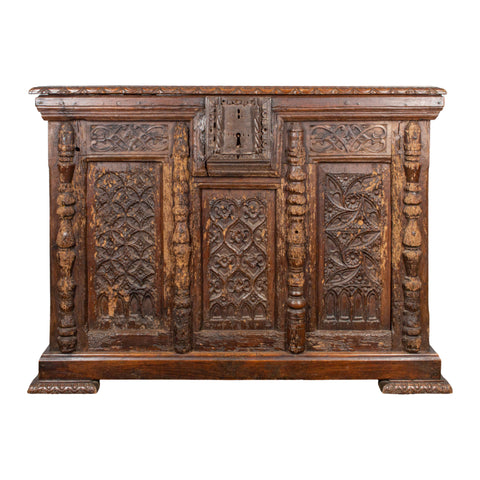 Early French Gothic Wood Trunk