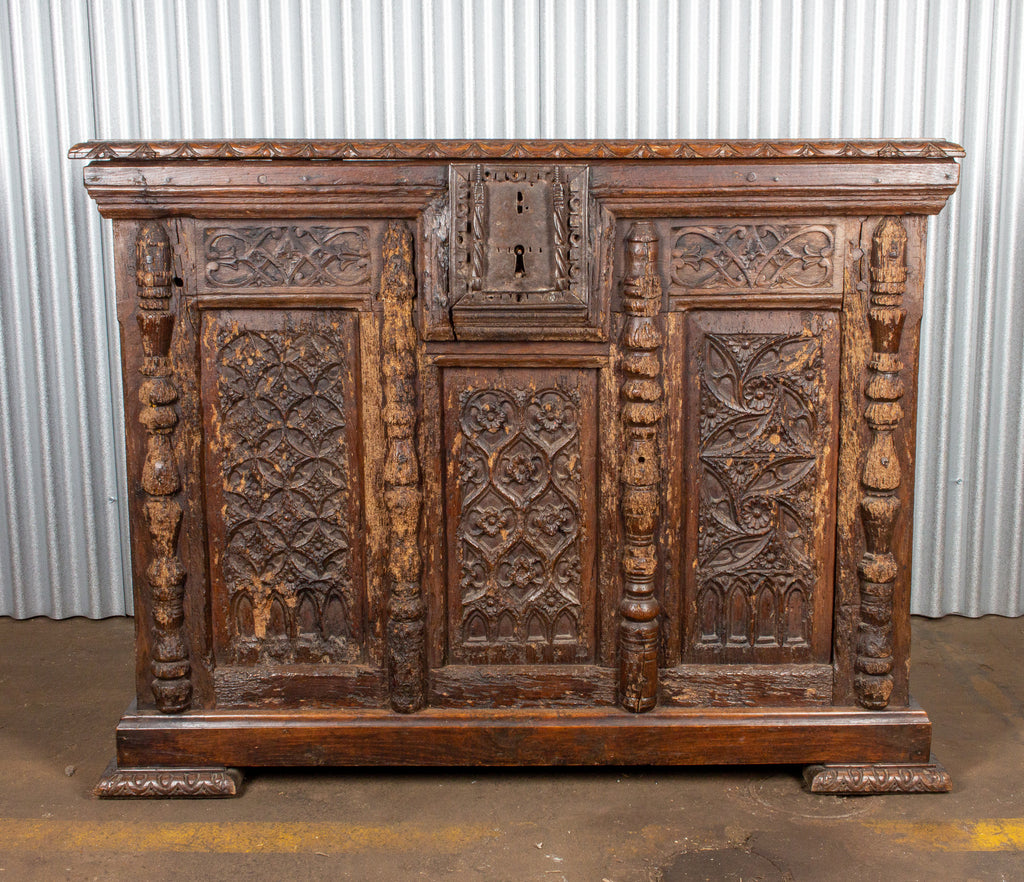 Early French Gothic Wood Trunk
