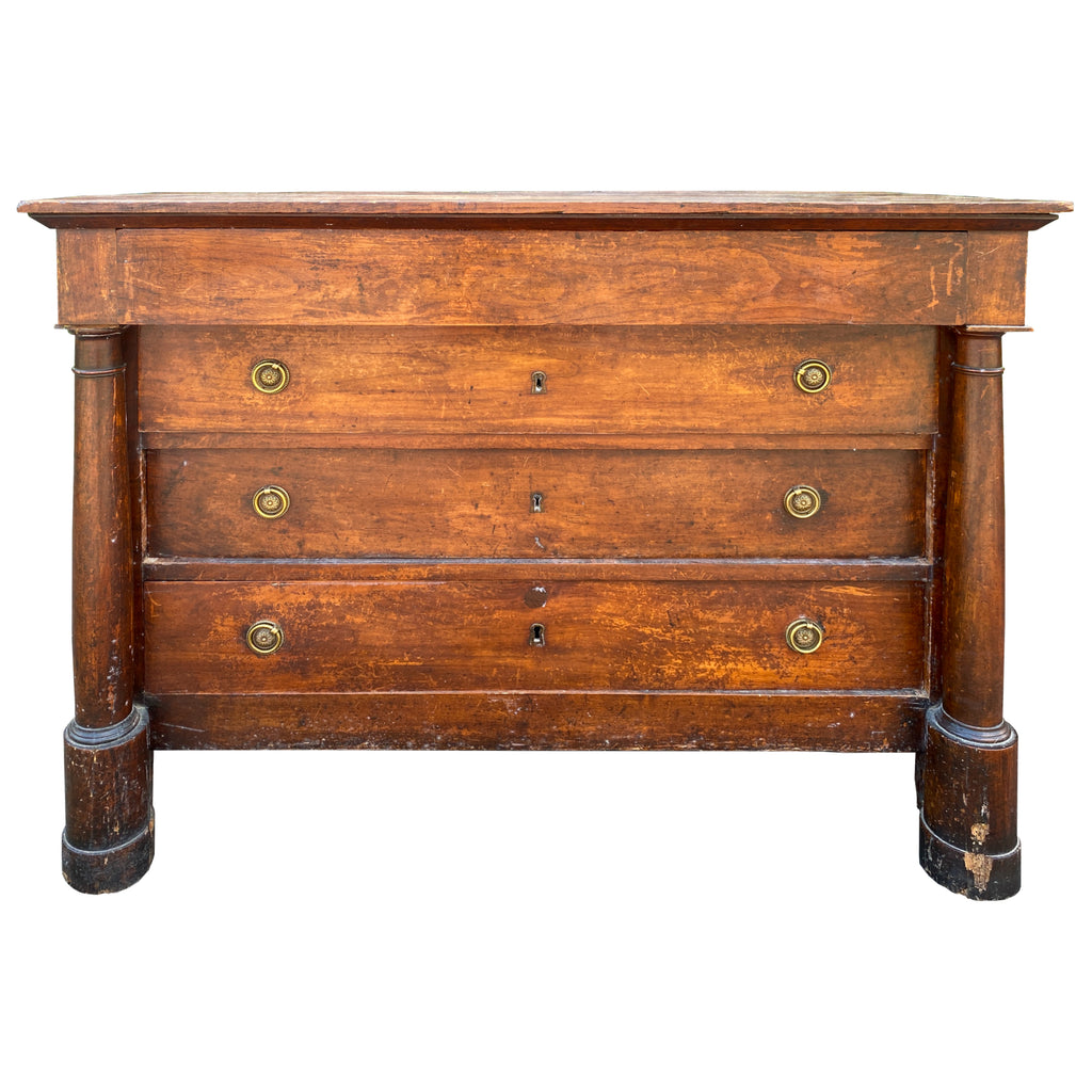 Antique French Neoclassical Empire Commode with Mahogany Veneer