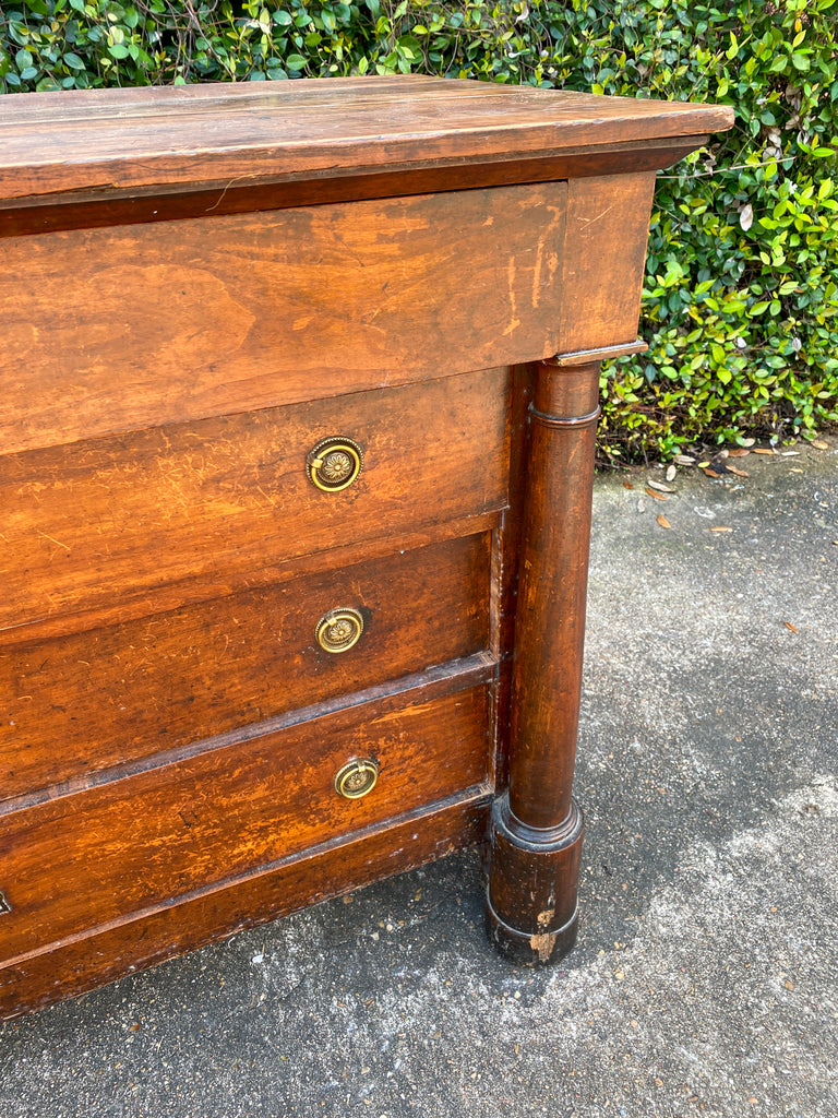 Antique French Neoclassical Empire Commode with Mahogany Veneer