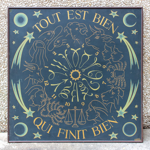 Vintage French Astrological Art Panel