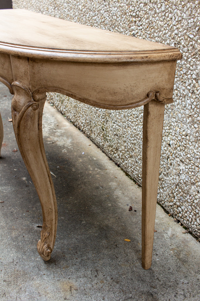 Vintage French Demilune Console Table