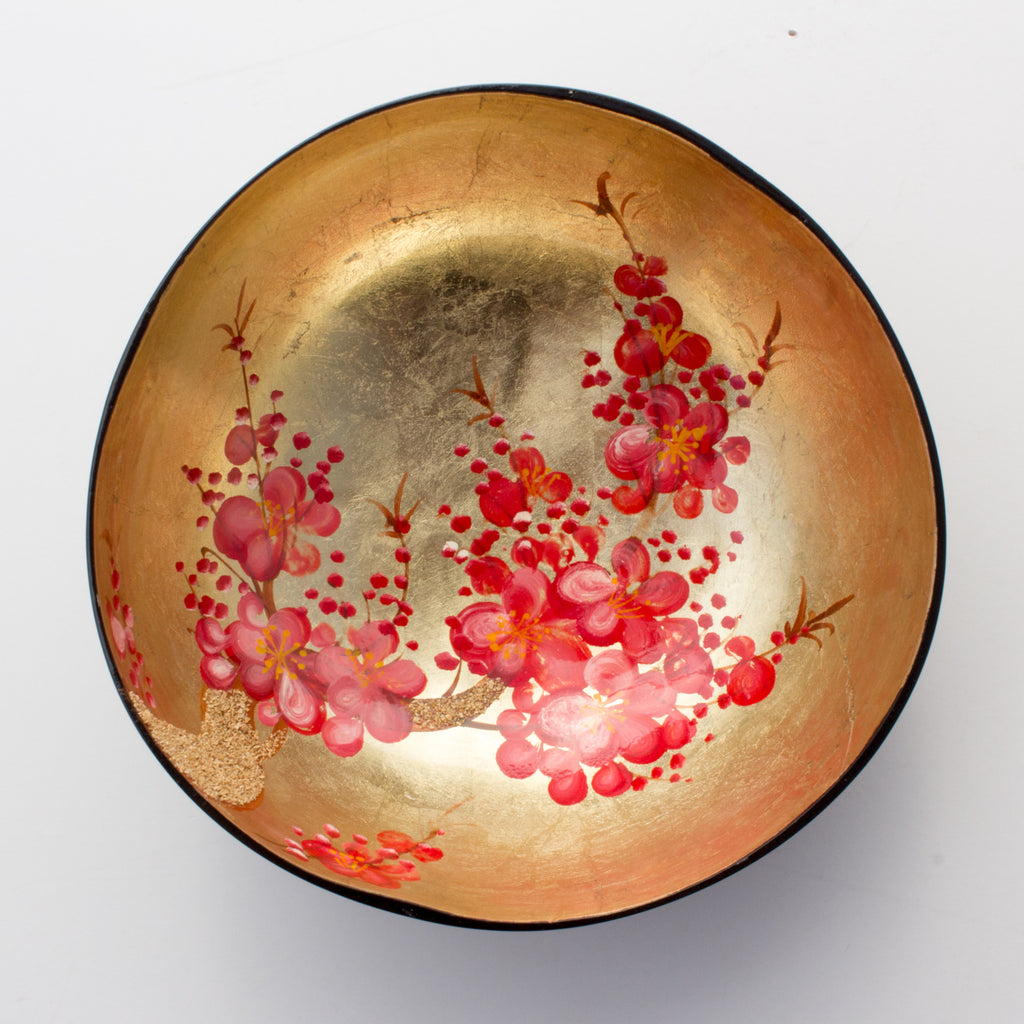 Handmade Decorative Floral Coconut Bowl from Thailand