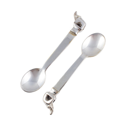 White Brass Elephant Demitasse Spoon from Sri Lanka