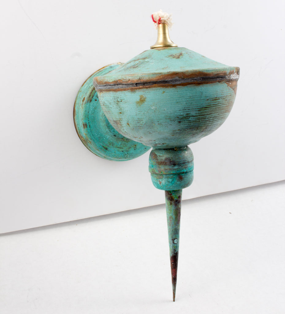 Handmade 10-Inch Copper Oil Lamp Sconce from Sri Lanka