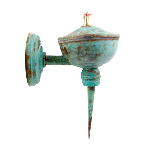 Handmade 10-Inch Copper Oil Lamp Sconce from Sri Lanka