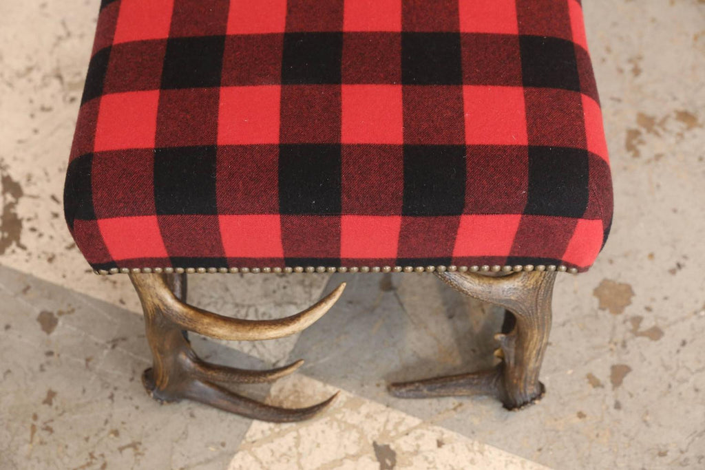 Ralph Lauren 5' Huntley Lambswool Bench with Vintage European Stag Antler Legs