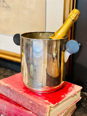 Art Deco Style Silver Plate & Wood Ice Bucket found in France