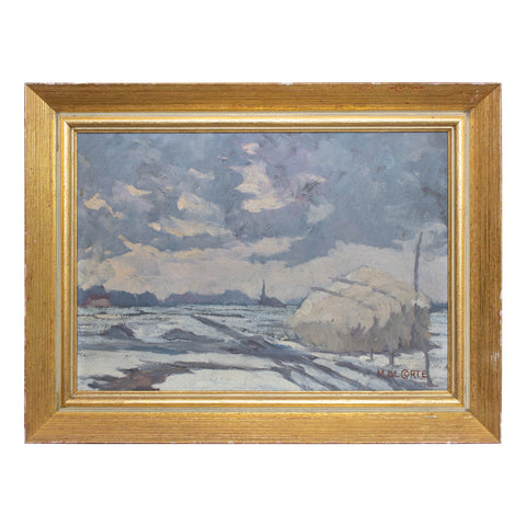 Small Framed Vintage French Painting | 19 x 14