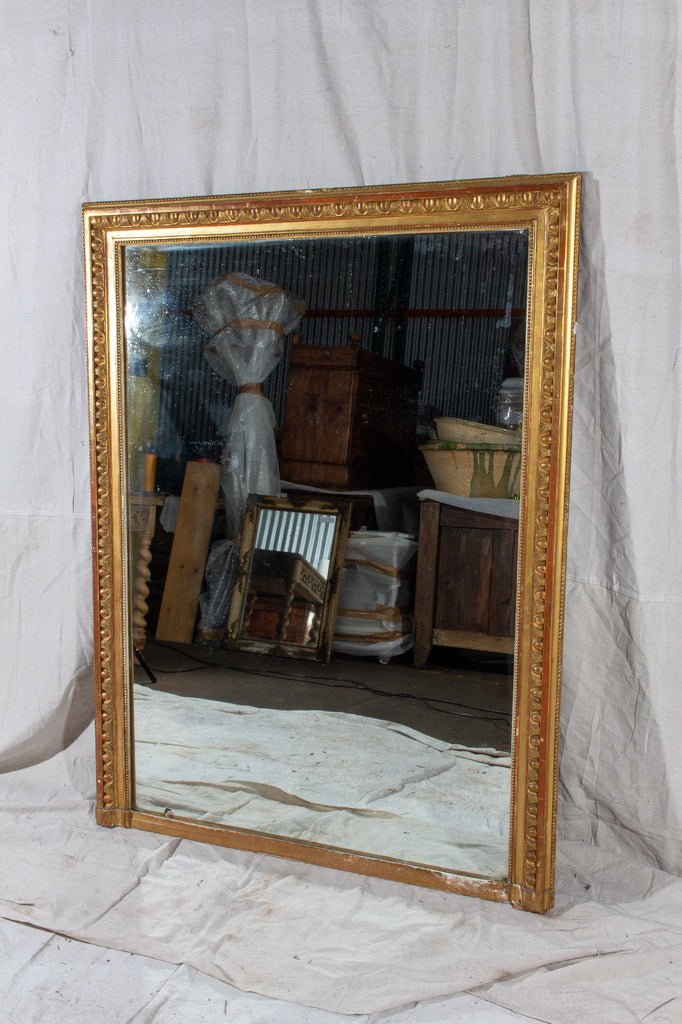 Large Antique French Gilt Mirror with Original Glass