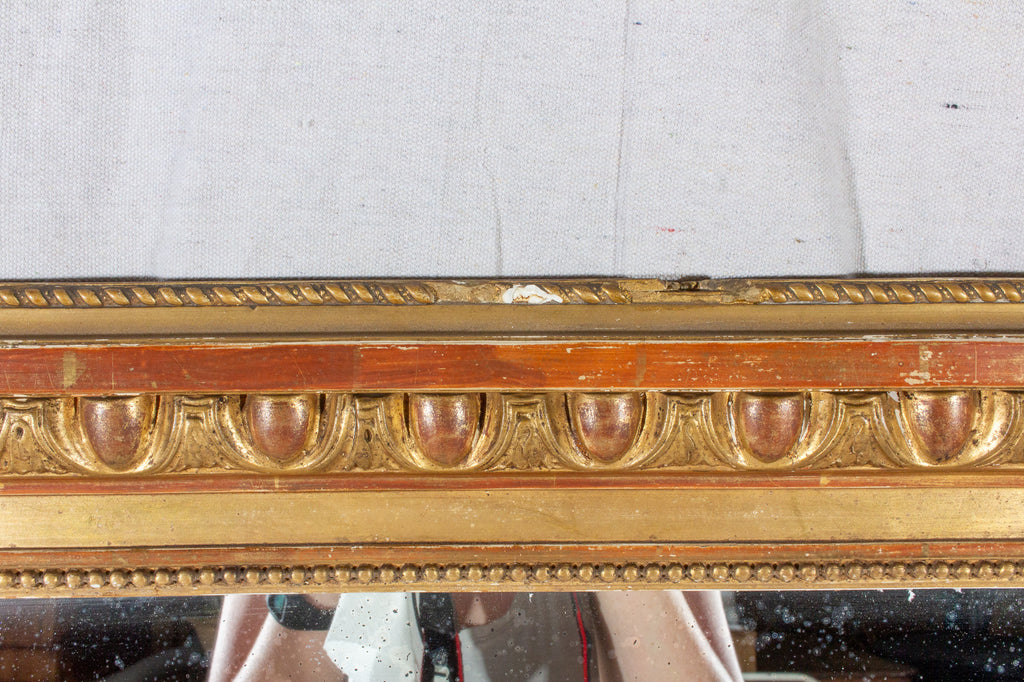 Large Antique French Gilt Mirror with Original Glass