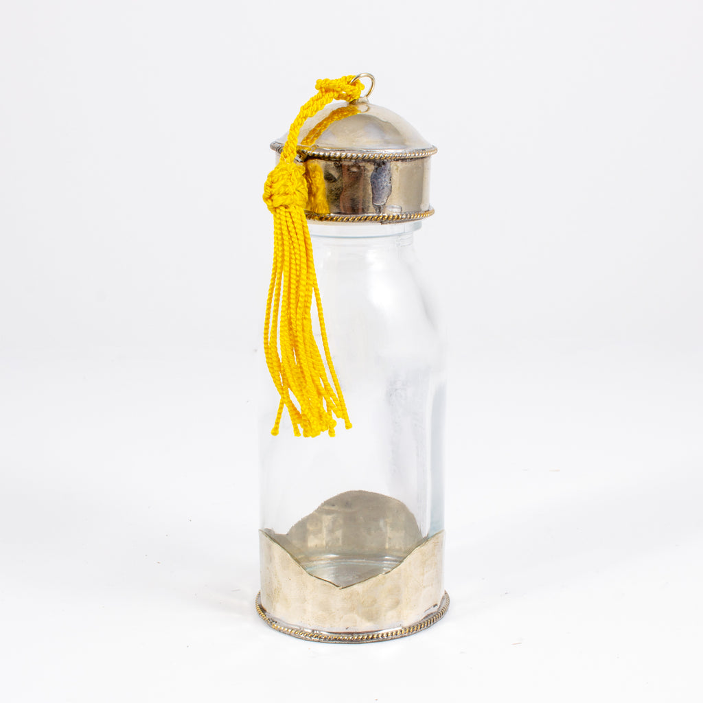 Moroccan Glass Travel Bottle with Tassel | Small